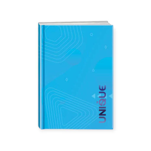 Picture of A5 UNIQUE LINED GLUED HARD COVER NOTEBOOK 100PGS BLUE